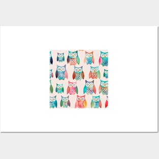 Watercolor owl pattern Posters and Art